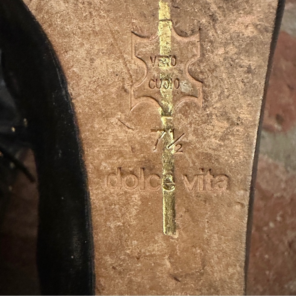 Dolce Vita Black Lace-Up Boots with Gold Accents - Picture 11 of 13